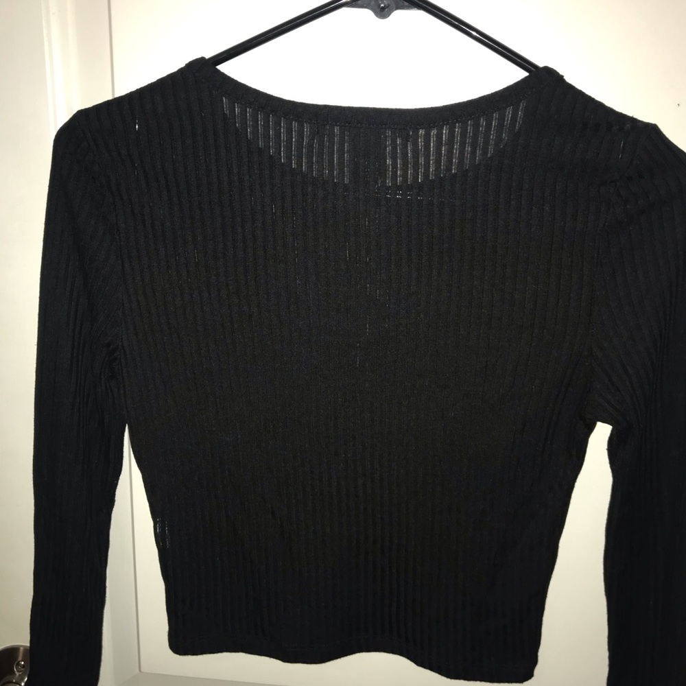 Black Ribbed Crop Top - Picture 3 of 3